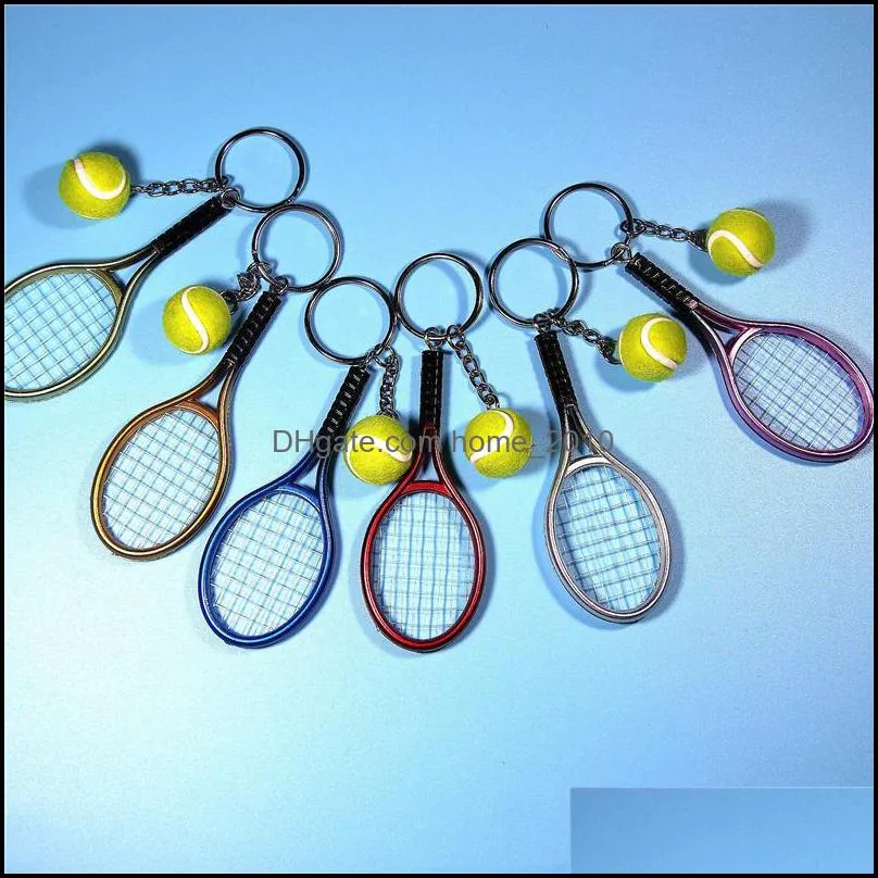tennis racket with ball keychain key ring exquisite party lightweight sport keychains funny cute keyring for children kids wq654