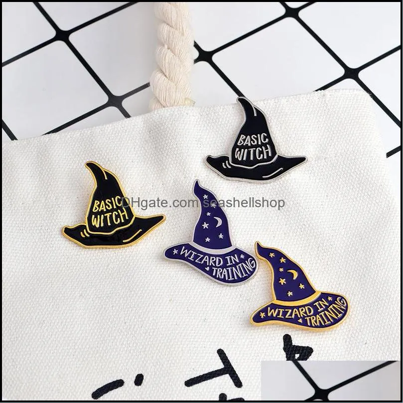 wizard in training basic witch hat brooches button pins denim jacket pin badge for bag tshirt jewelry gift for kids friends 315c3