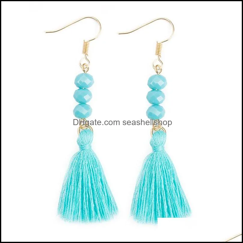 long tassel earrings silk fabric ethnic beads earrings bohemian earrings