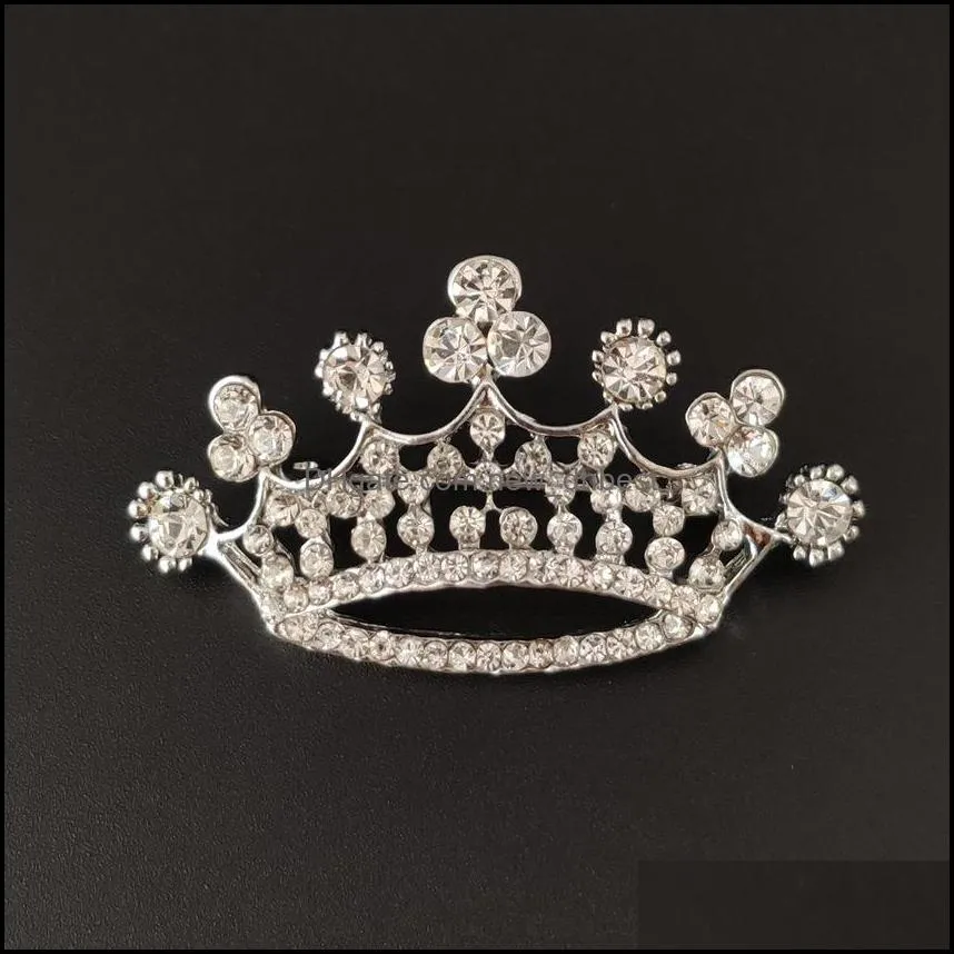 crown brooches gold silver color clear rhinestone pins dress decoration buckle badge jewelry accessories for women dh 