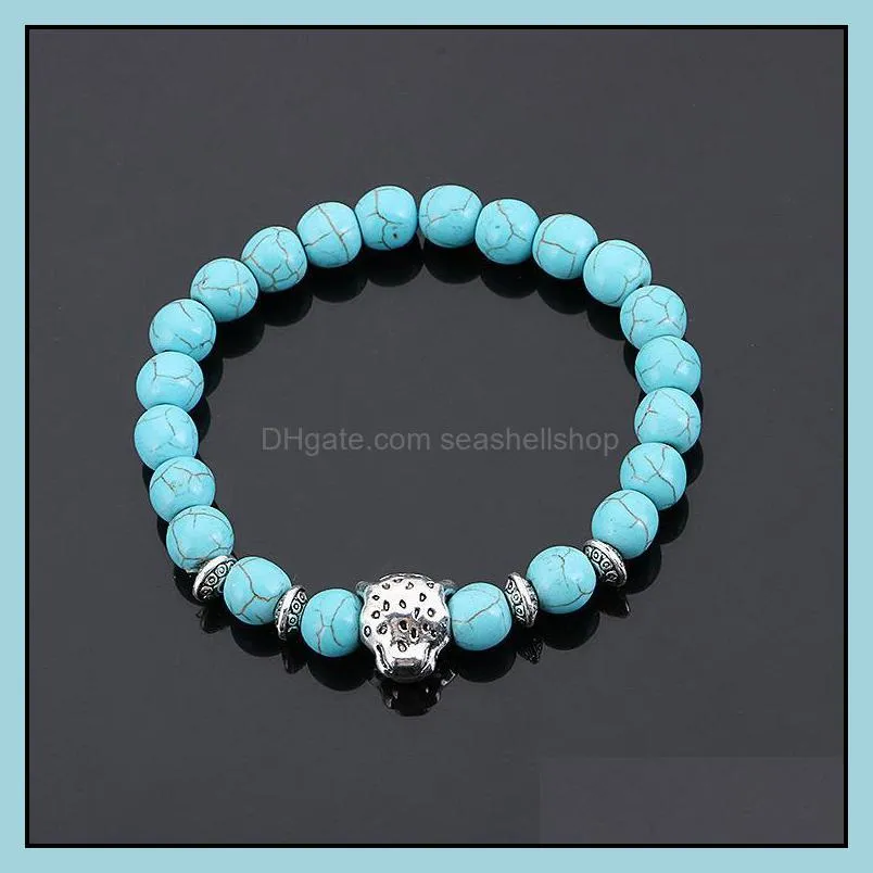 charm bracelet men bracelets gold plated leopard matte onyx natural stones for women men bead bracelet