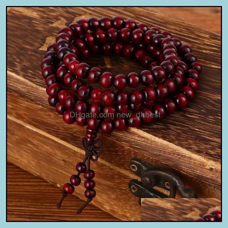 charm bracelet natural sandalwood buddhist buddha meditation beads bracelets for women men jewelry prayer mala rosary beads bracelets dh 
