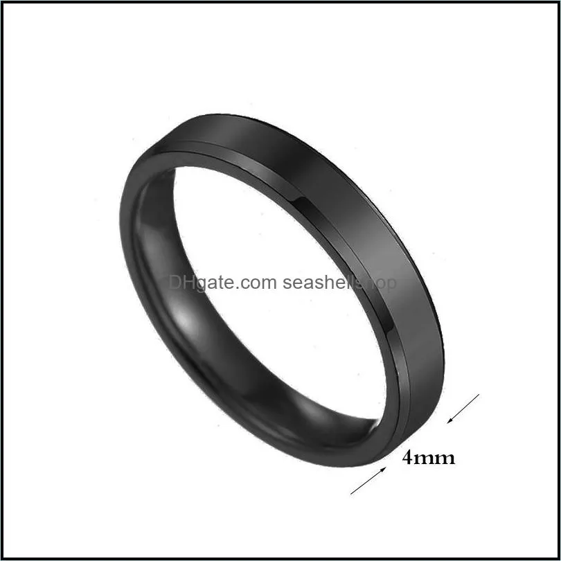 4mm stainless steel rings for men women blank band ring can engrave high polished edges engagement band ring jewelry fit 511 size