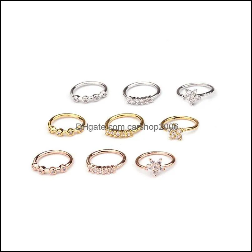 silver and gold color 20gx8mm nose piercing jewelry cz hoop nostril ring flower helix cartilage tragus earring 871 r2