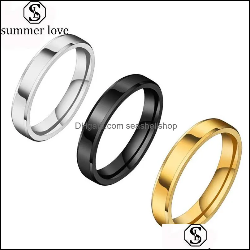 4mm stainless steel rings for men women blank band ring can engrave high polished edges engagement band ring jewelry fit 511 size