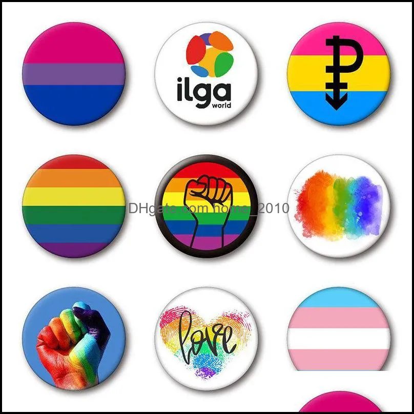 4.4x4.4cm tinplate rainbow badge party supplies lgbt brooch lgbtq stuff accessories fhl455wll