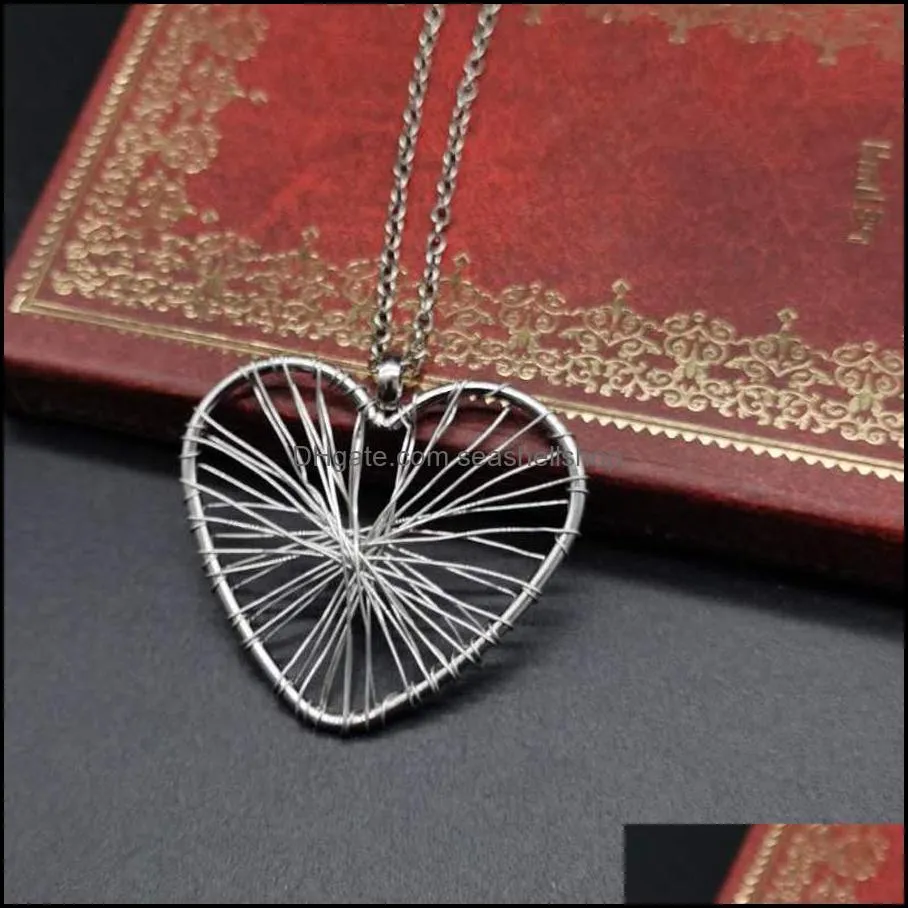 copper wire heart necklace soulmate couple pendant necklace chain sweater simple fashion necklace