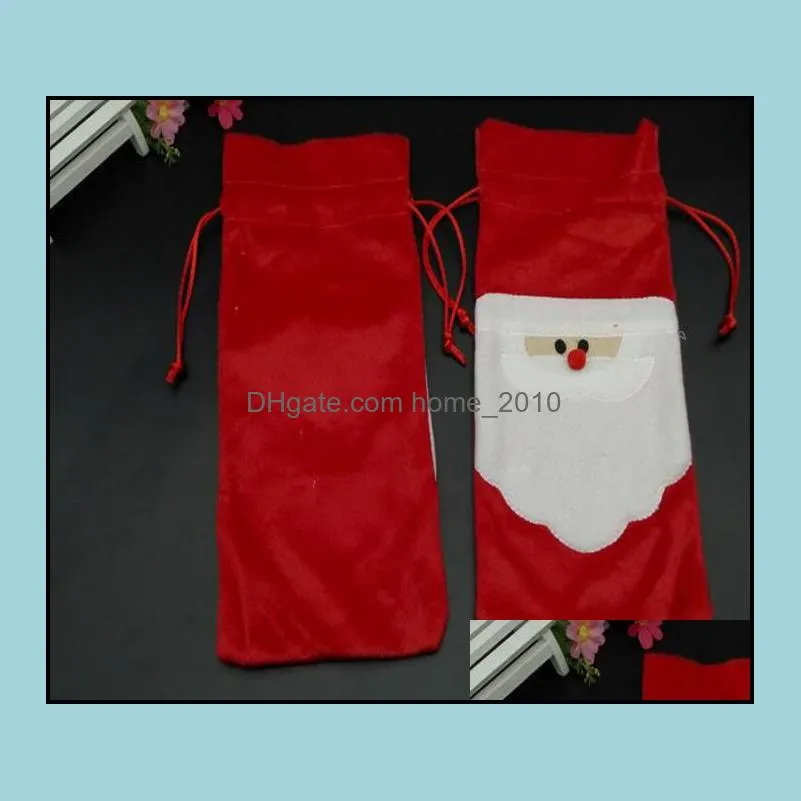  santa wine bags christmas gift bag decorations red wine bottle cover bags xmas santa champagne wine bag xmas gift 13x32cm wy941