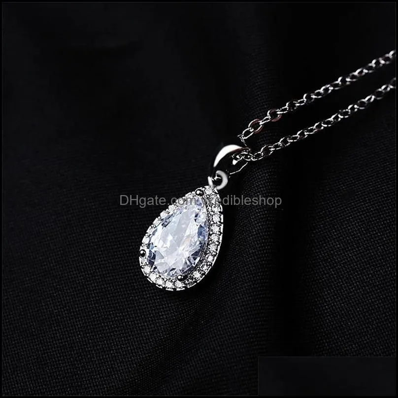 cubic zirconia teardrop necklaces 2020 classical water drop necklace for women silver gold chain designer jewelry necklacez