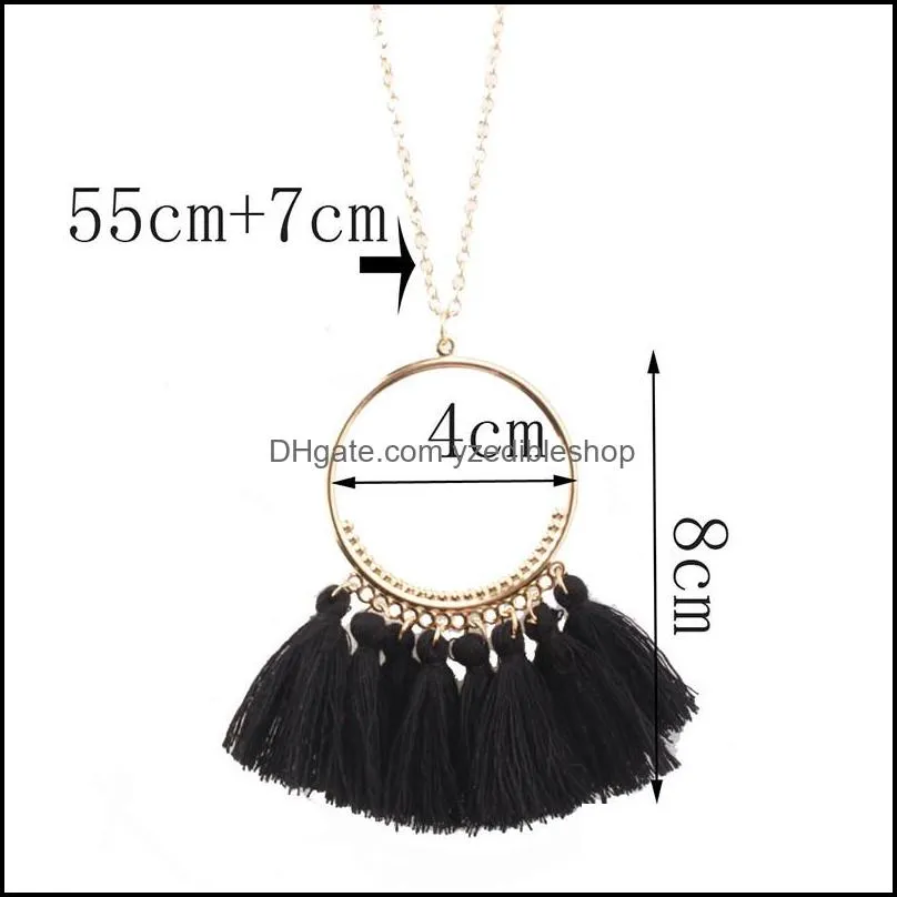  arrival tassel dangle pendant necklace fringed sweater gold chain multi color necklace for women valentines day giftz