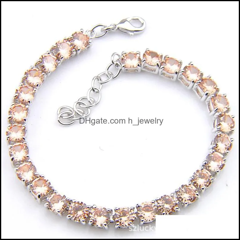 fashion gorgeous bracelets round topaz kunzite garnet peridot gemstone silver zircon tennis bracelet lovers bracelets bracele 3522 q2