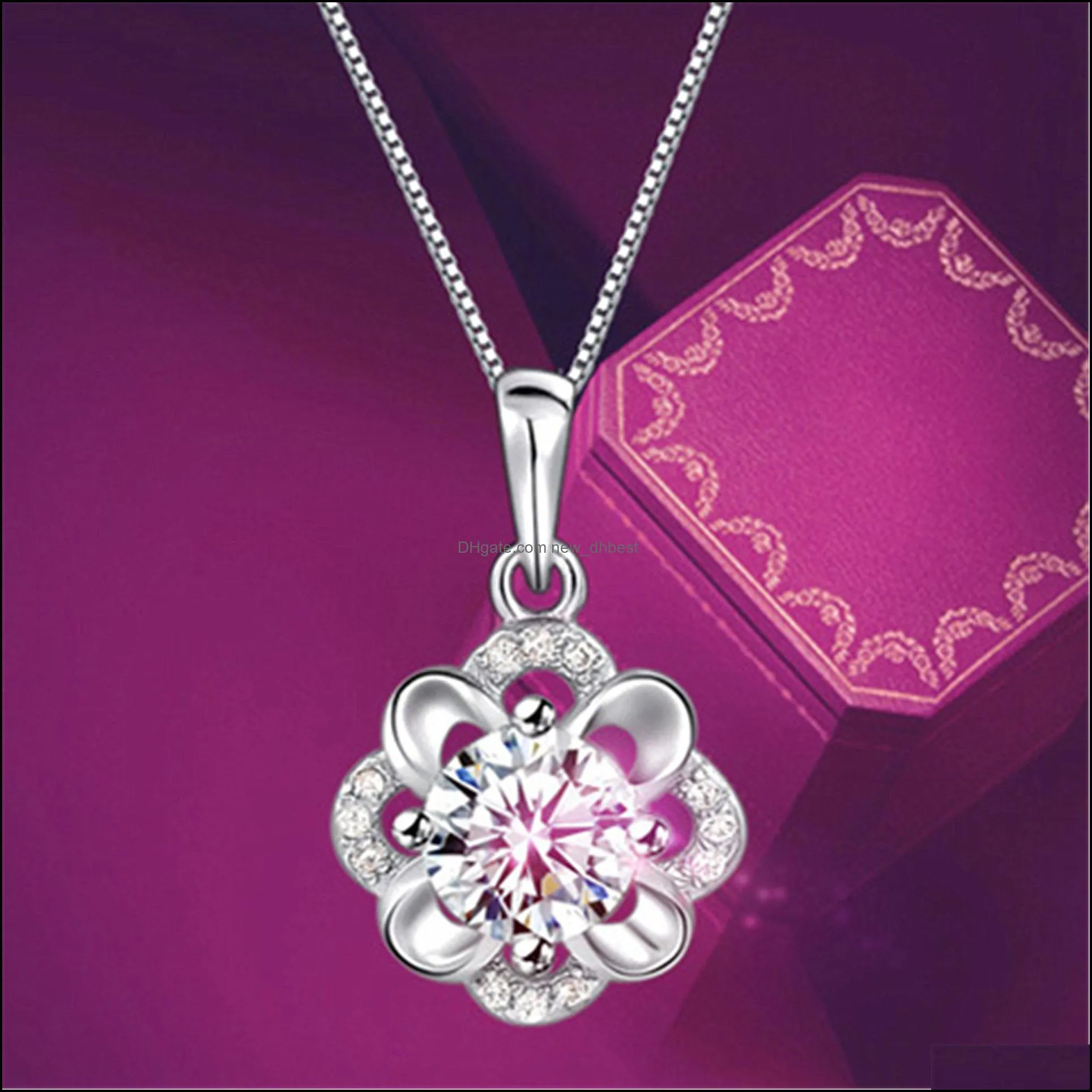 flower necklaces blooming plum pendant womens silver necklace party birthday gift diamond necklace dh 