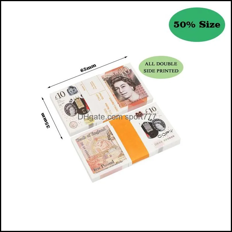 prop money paper copy uk banknote fake banknotes 100pcs/pack