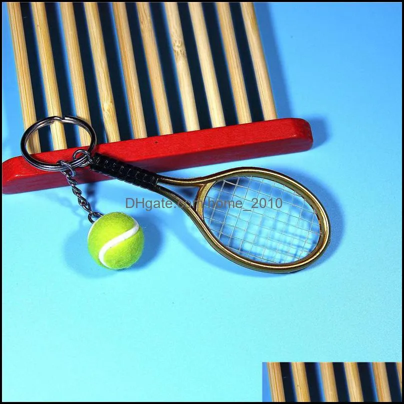 tennis racket with ball keychain key ring exquisite party lightweight sport keychains funny cute keyring for children kids wq654