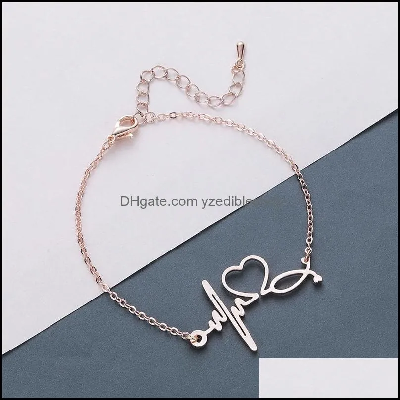 stainless steel bracelets for women friend heartshaped electrocardiogram bracelets 2020 fashion jewelry valentines day giftz