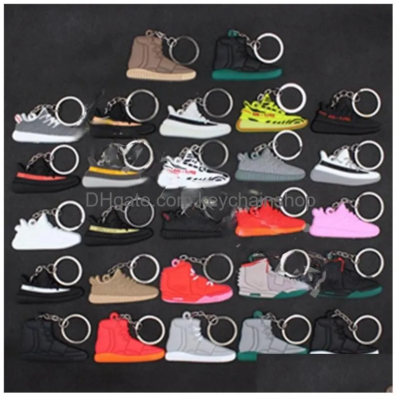 wholesale designer mini silicone sneaker keychain men women kids key ring gift shoes keychains handbag chain basketball shoe key