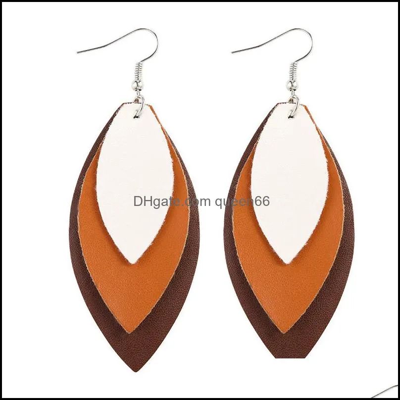 2020 fashion wooden long multi layer earrings american leaves dangle leather earrings for women wholesale party giftsz