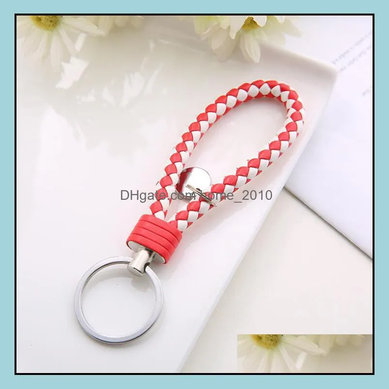 pendant key chain holder pu leather keychain car party keyrings braided woven rope keychains bag jewelry fashion christmas gift lxl610