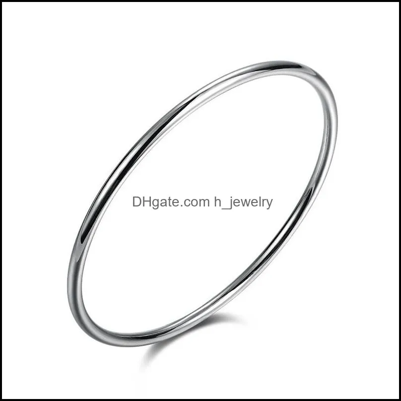 925 sterling solid silver bracelet fashion personality simple smooth bangles for women wedding engagement jewelry 1245 t2