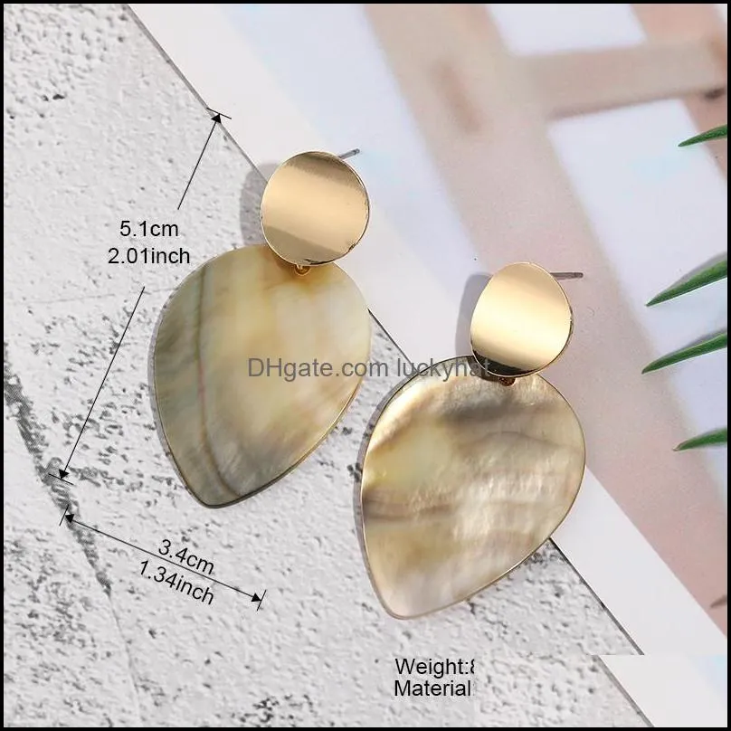 colorful natural shell round dangle earrings for women unique design shape statement fashion jewelry multicolor shell earringsz