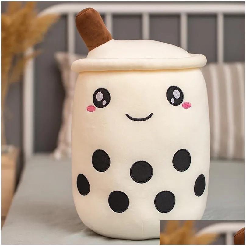 1pc boba plushies bubble tea plush toys kawaii plush cup shaped pillow real life food stuffed soft back cushion kid birthday gift