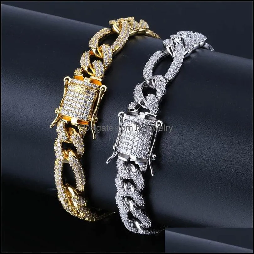 bracelets bangles jewelry fashion hip hop men women micro pave glaring zircon tennis luxury 18k gold plated chain bracelets 3488 q2