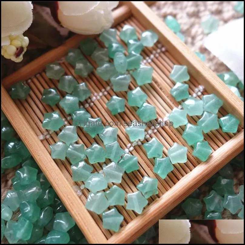 green aventurine natural gemstones 50pcs star shape 6.5x6.5mm loose beads for jewelry diy making earrings necklace bracelet c3