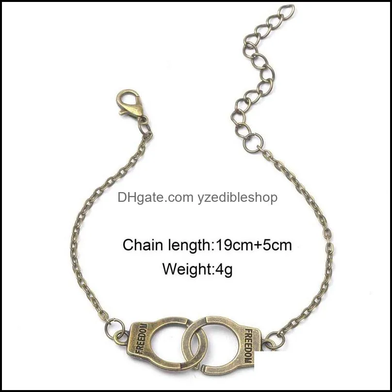 leading fashion handcuffs bracelet gold/silver link chain charm bracelet for women girls valentines day gift jewelry wholesalez