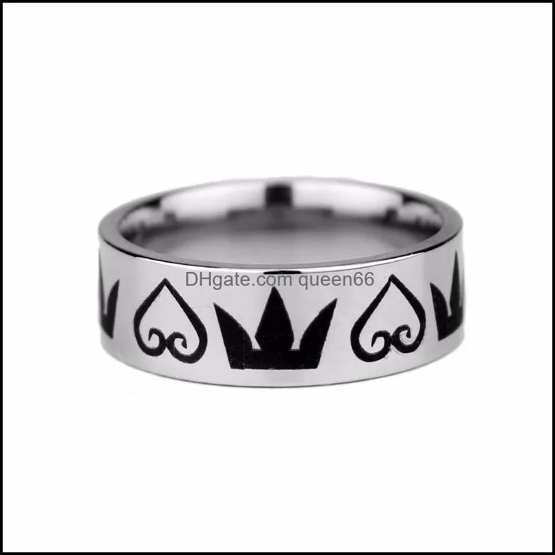 trendy hip hop heart crown ring men accessories vintage punk rock stainless steel ring for men valentines day jewelry wholesale