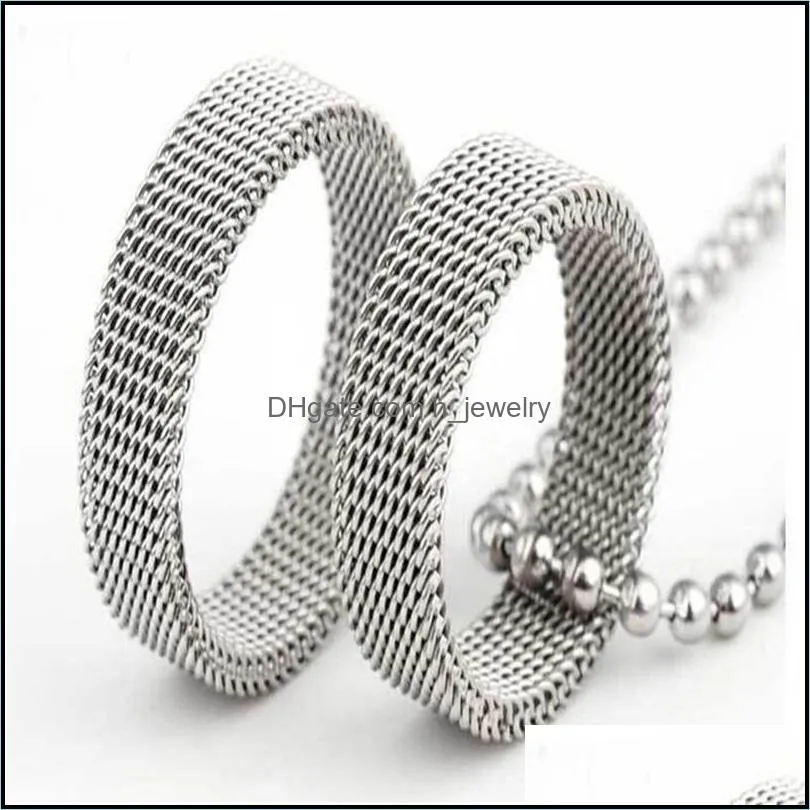 cluster rings 8mm wide stainless steel ring titanium couple deformable mesh o men jewelry wedding punk 3758 q2