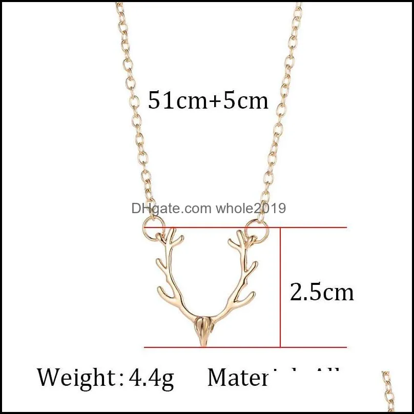  arrival cute deer antler necklace 3 color elk reindeer pendant necklace for women girls small gift fashion jewelryz