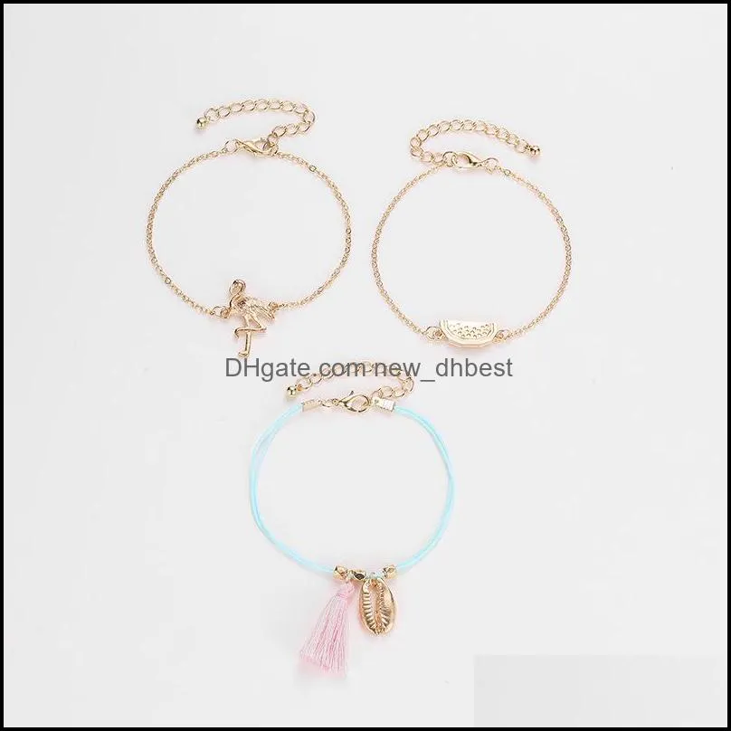 charm bracelet set jewelry gifts 3 pcs/set bracelets set multilayer shell watermelon chain bracelet dh 