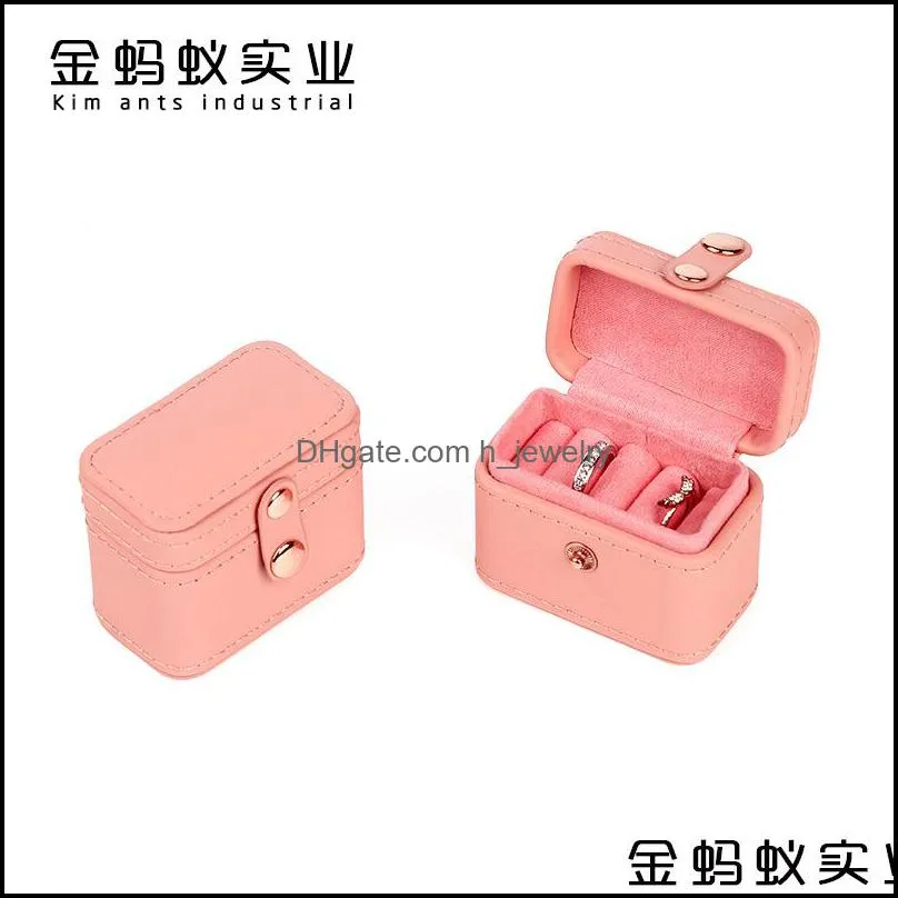 jewelry pouches bags mini snap leather ring storage box earring bangle display case organizer 3410 q2