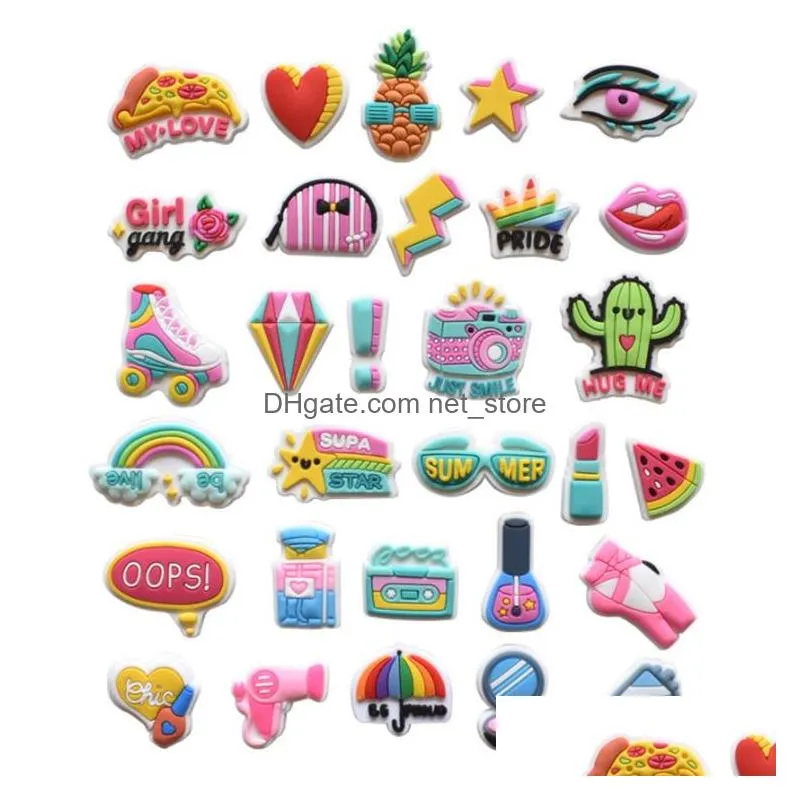plastic girls croc charms soft pvc shoe charm accessories decorations custom jibz for clog shoes childrens gift
