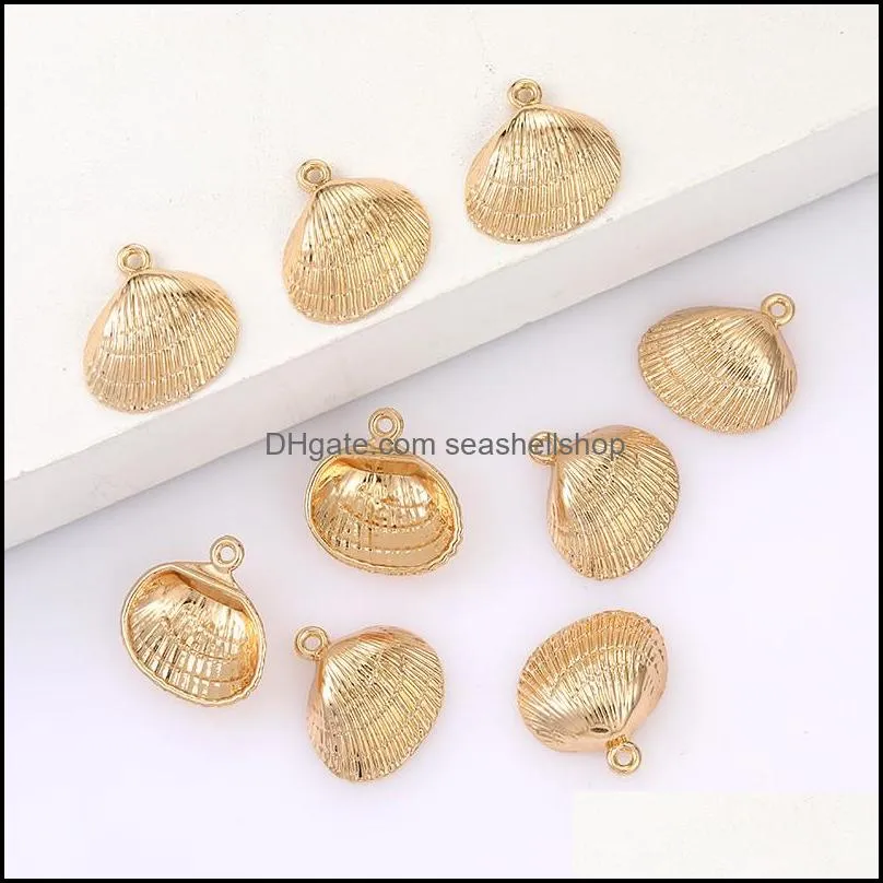 high quality gold shell pendent zinc alloy color preserving electroplating accessories charms necklace bracelet connectors jewelryz