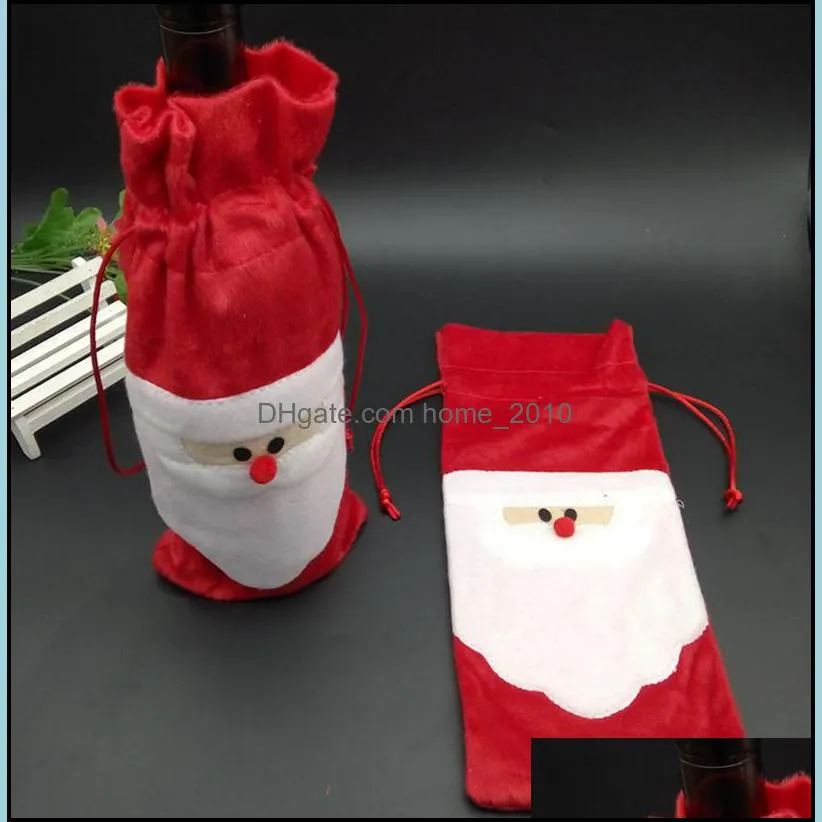 santa claus gift bags christmas decorations red wine bottle cover bags xmas santa champagne wine bag xmas gift 31x13cm wq101