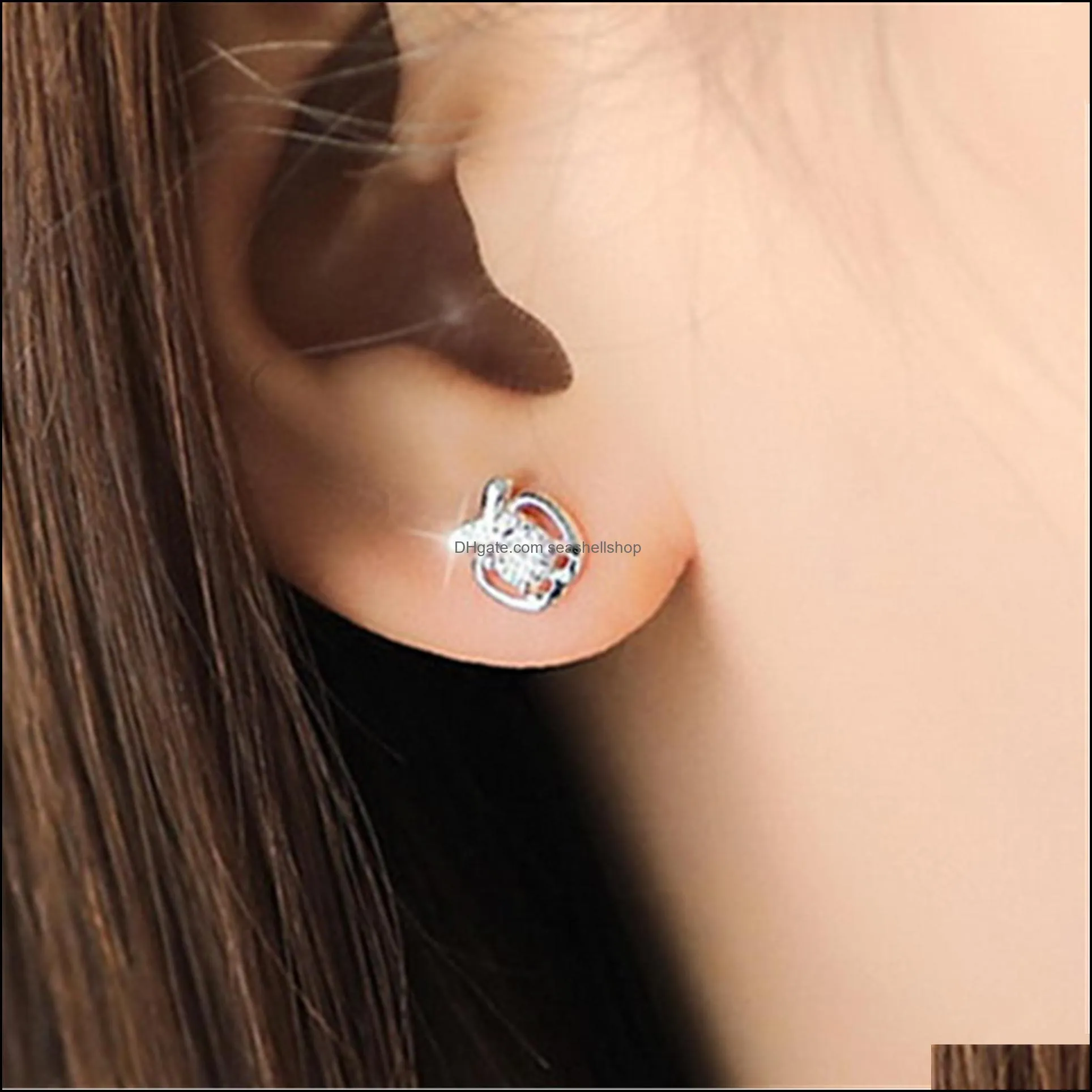 silver earring fashion fruit  stud earring for women wedding minimalist jewelry amethyst earrings