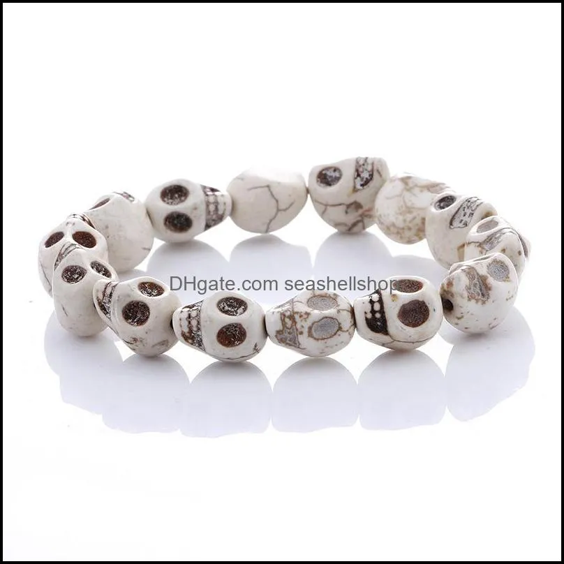 pretty skull bracelet fashion natural stones skull beads bracelet pulseira lava stone beads beautifully tiger eye stone beads men