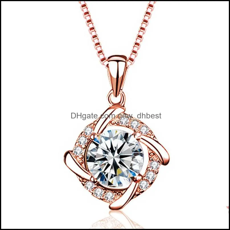 spinning windmill pendant necklace inlaid with crystal for women luxury jewelry wholesale silver necklaces dh 