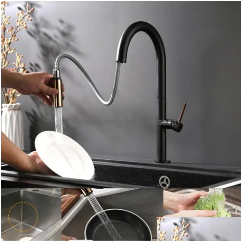 kitchen faucets ly arrived pull out faucet rose gold and white sink mixer tap 360 degree rotation taps