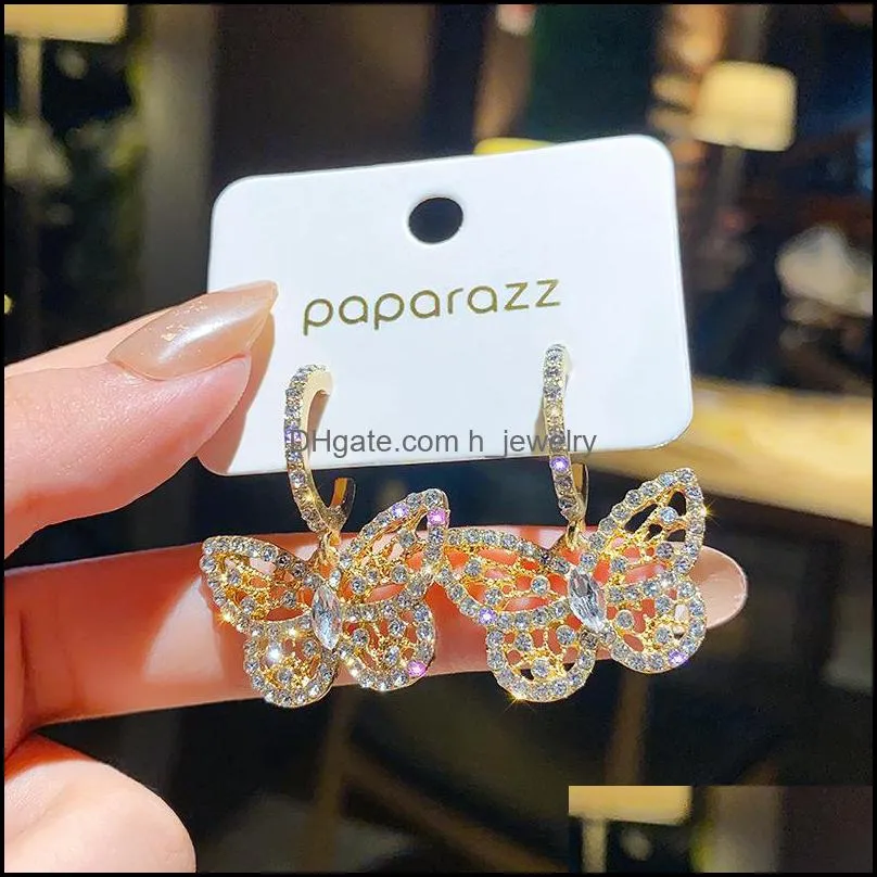 fashion cute gold color butterfly charm earrings for women gifts jewelry premium luxury zircon earrings 20220226 t2