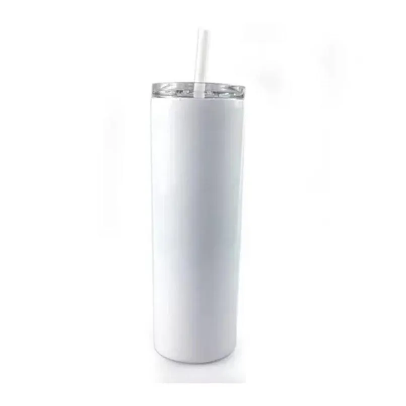 ups sublimation water bottle tumblers 20oz blank white tapered straight cup with lid straw 20oz stainless steel vacuum