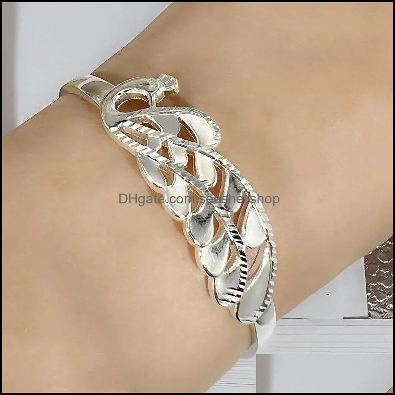 peacock bangles bracelets fashion jewelry party adjustable opening bracelet bangles for women girl gift cuff bangle