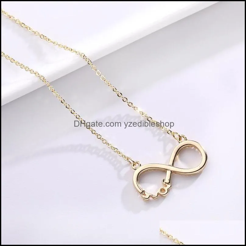 white cubic zirconia necklace forever love infinity heart love necklace gold silver chain for women valentines day jewelry giftz