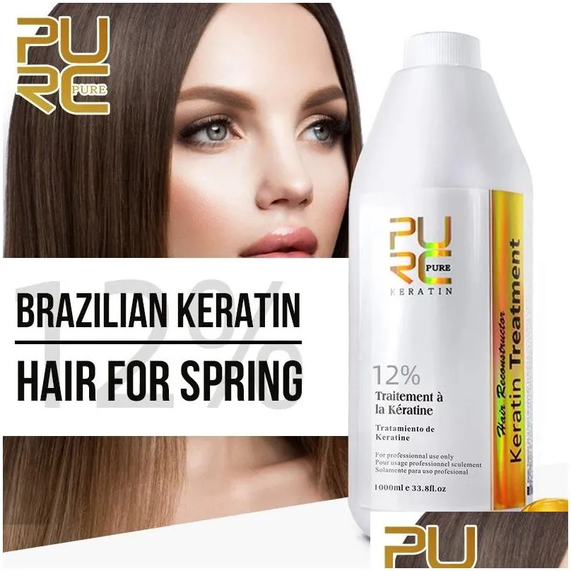 purc 12 1000ml keratin hair straightening smoothing treatment for curly frizzy hair care brazilian keratins products professional