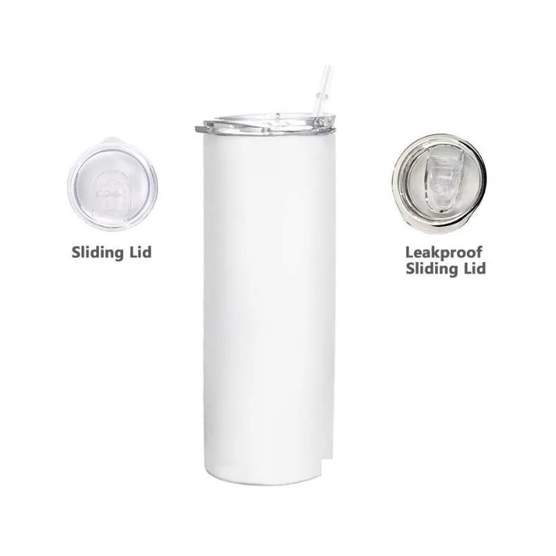 ups sublimation water bottle tumblers 20oz blank white tapered straight cup with lid straw 20oz stainless steel vacuum