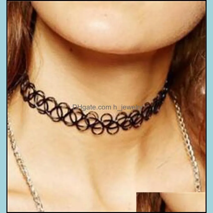 2016 stretch tattoo choker necklace gothic punk grunge henna elastic 12 colors choker necklace for fashion women 154 o2