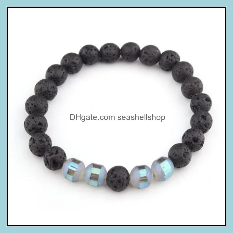 black lava rock beads 8mm chakra healing balance bracelet reiki prayer stone bracelet yoga chakra bracelet