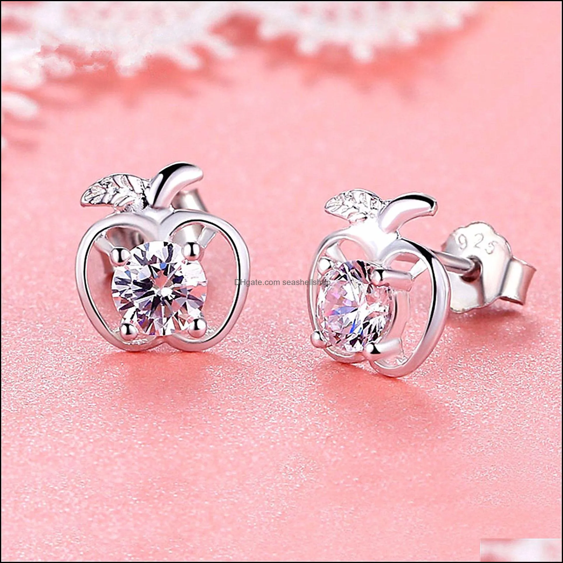 silver earring fashion fruit  stud earring for women wedding minimalist jewelry amethyst earrings