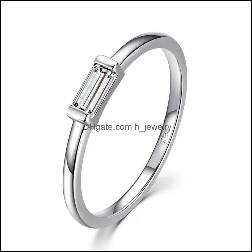 cluster rings modian 925 sterling silver emerald cut shiny clear cz wedding female for women simple rectangle ring fine jewelry 3509